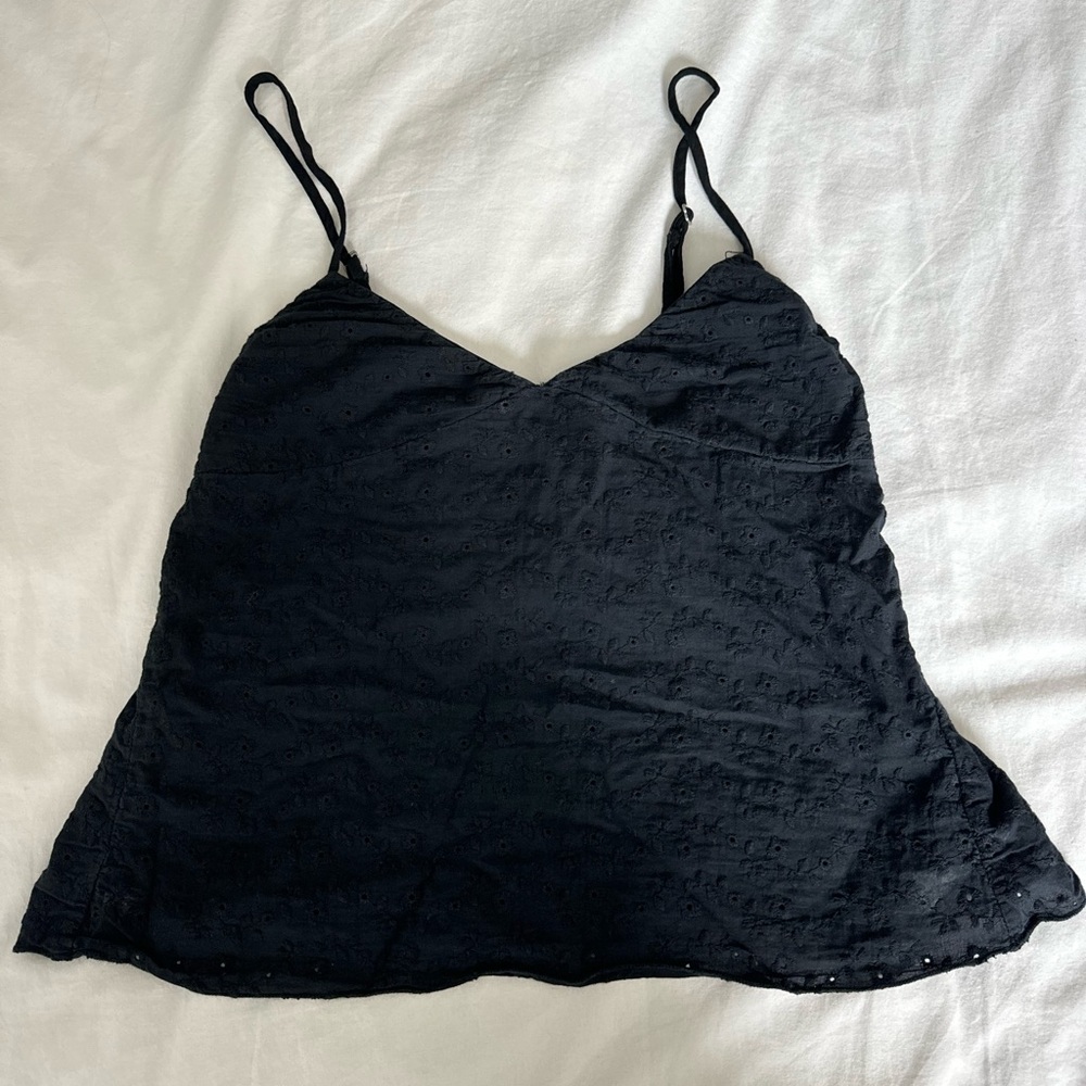 Brandy Melville Navy Eyelet Tank